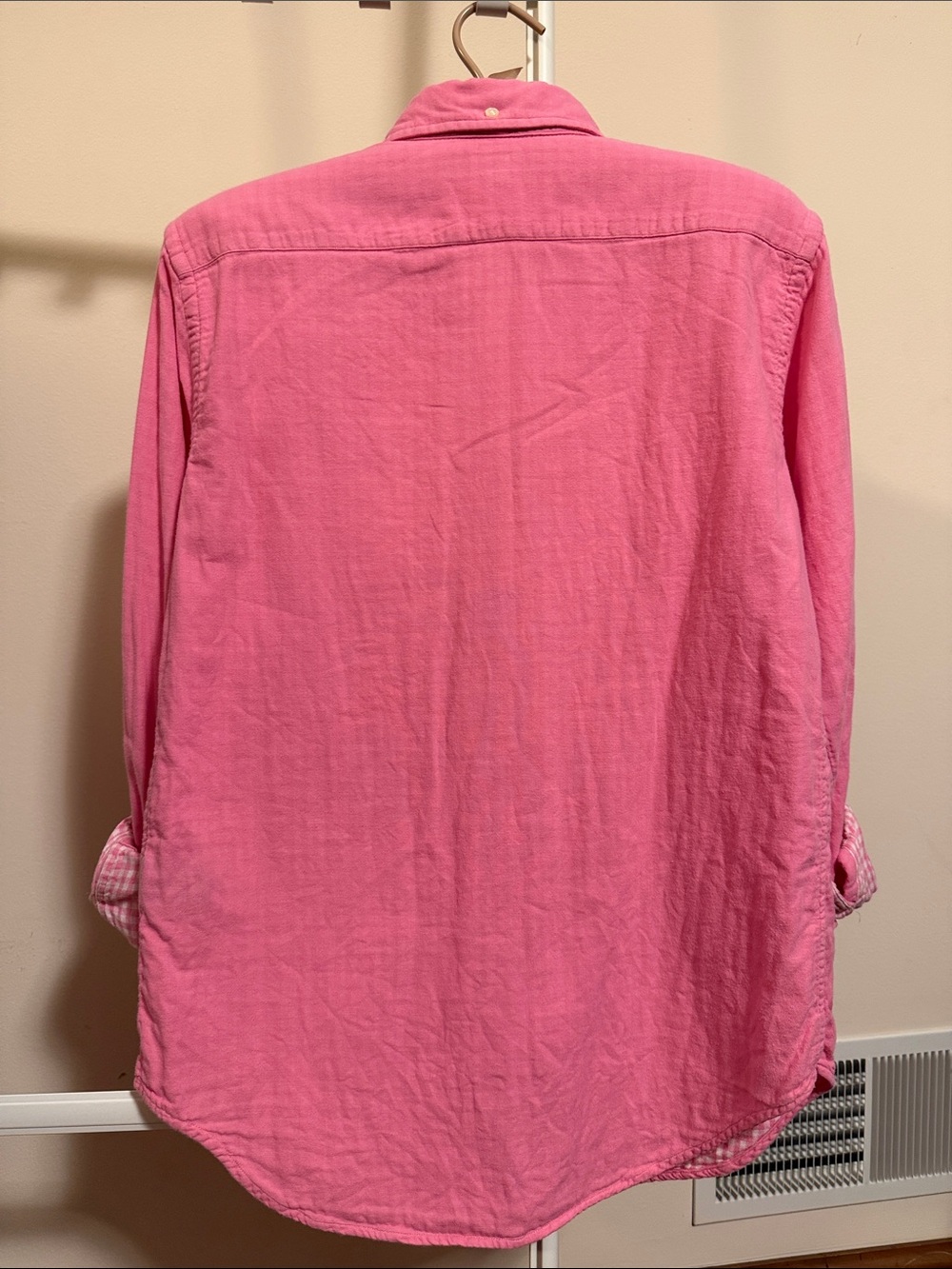 Ralph Lauren pink cotton button down shirt with gingham check lining -size small - Picture 6 of 8